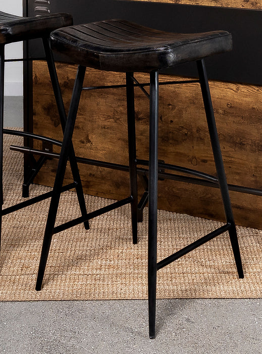 Bayu Leather Upholstered Saddle Seat Backless Bar Stool (Set of 2) - Gibson McDonald Furniture & Mattress 
