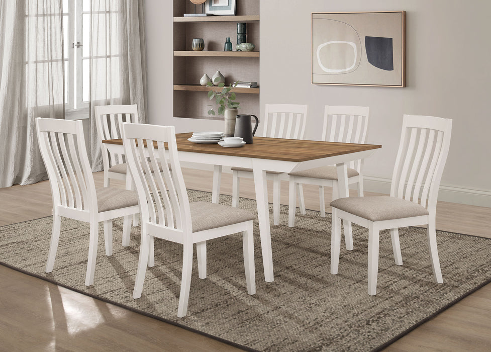 Anwar Rectangular Dining Table Set Natural Acacia and Off White - Gibson McDonald Furniture & Mattress 