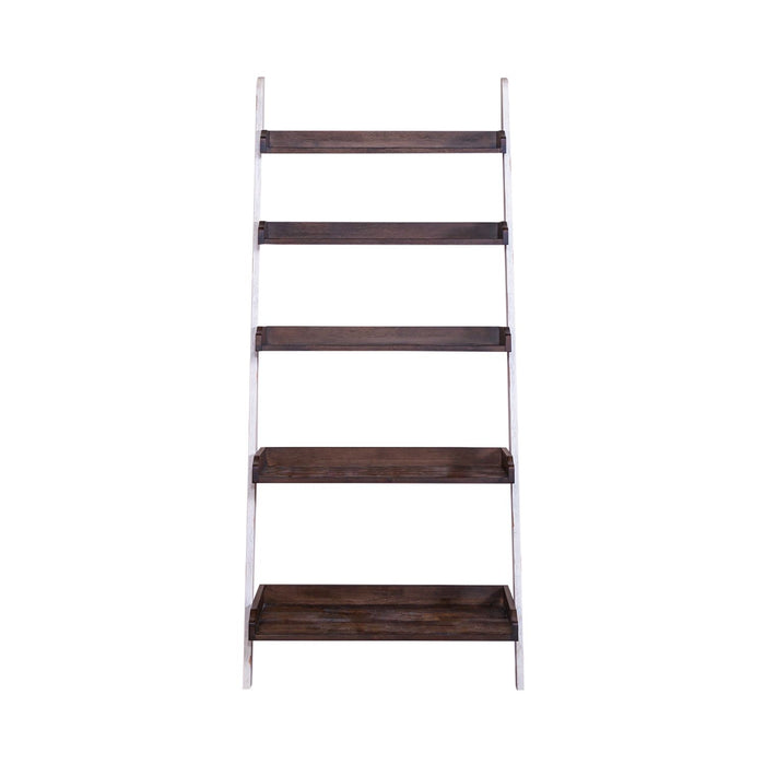 Farmhouse Leaning Bookcase in White/Oak image