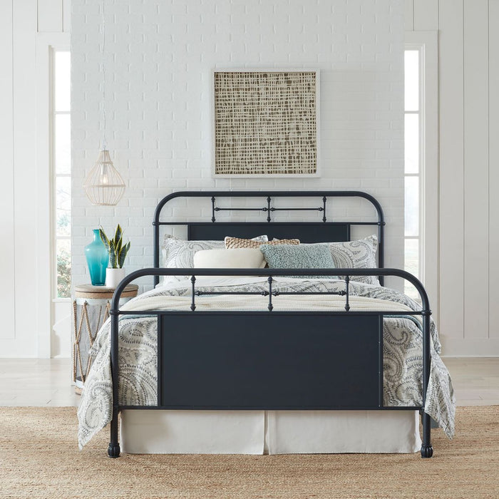 Liberty Furniture Vintage Series Queen Metal Bed in Navy