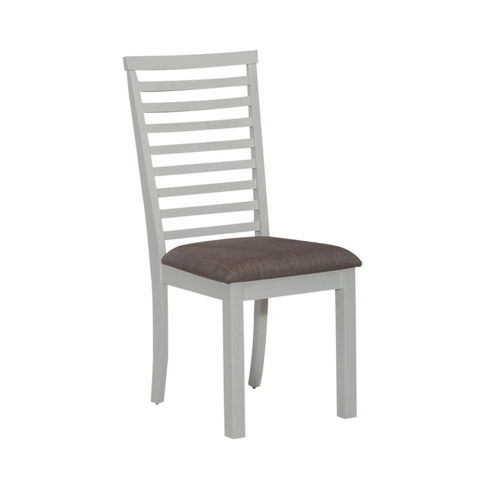 Liberty Furniture Brook Bay Uph Ladder Back Side Chair (Set of 2) in Textured White image
