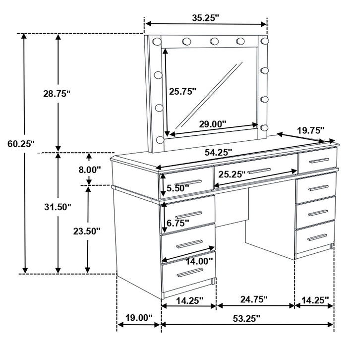 Felicity Makeup Vanity Table with LED Mirror