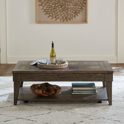 Arrowcreek Lift Top Cocktail Table in Weathered Stone - Gibson McDonald Furniture & Mattress 