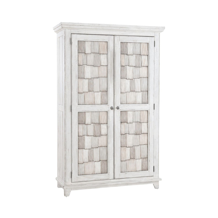River Place Armoire in Riverstone White and Tobacco image