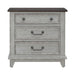 River Place 3 Drawer Nightstand with Charging Station in Riverstone White and Tobacco - Gibson McDonald Furniture & Mattress 