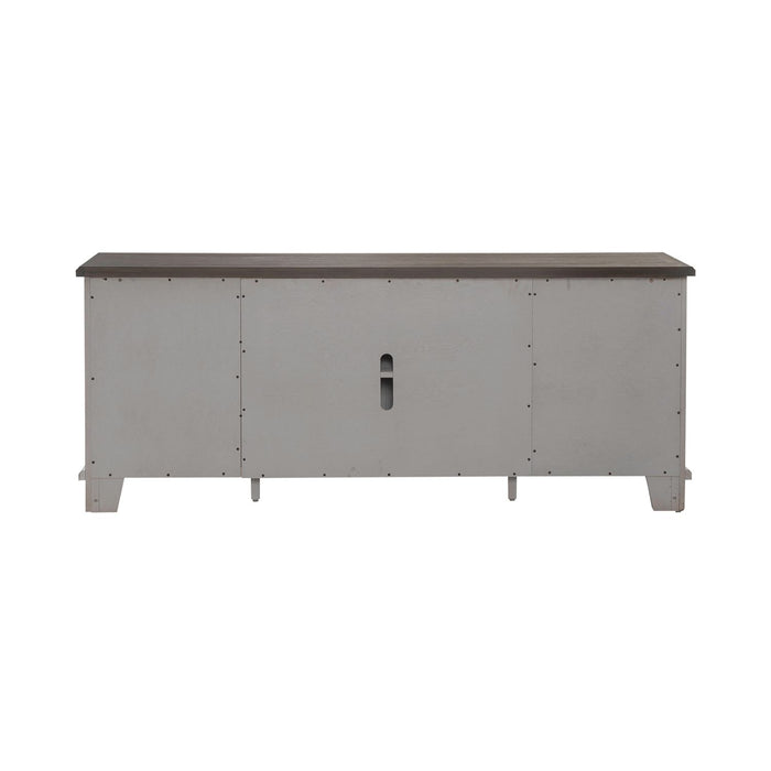 River Place Entertainment Console in Riverstone White/Tobacco - Gibson McDonald Furniture & Mattress 