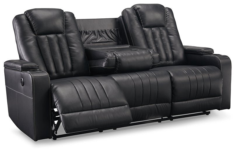 Center Point Reclining Sofa with Drop Down Table - Gibson McDonald Furniture & Mattress 