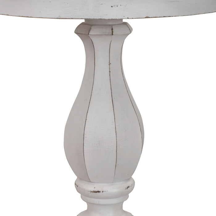 Magnolia Manor Round Accent Table in Antique White Base w/ Weathered Bark Tops image