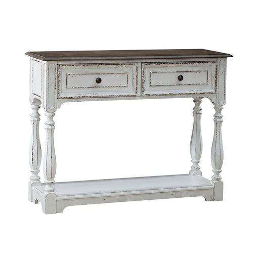 Magnolia Manor Hall Console in Antique White & Weathered Bark EST SHIP TIME APPX 4 WEEKS - Gibson McDonald Furniture & Mattress 