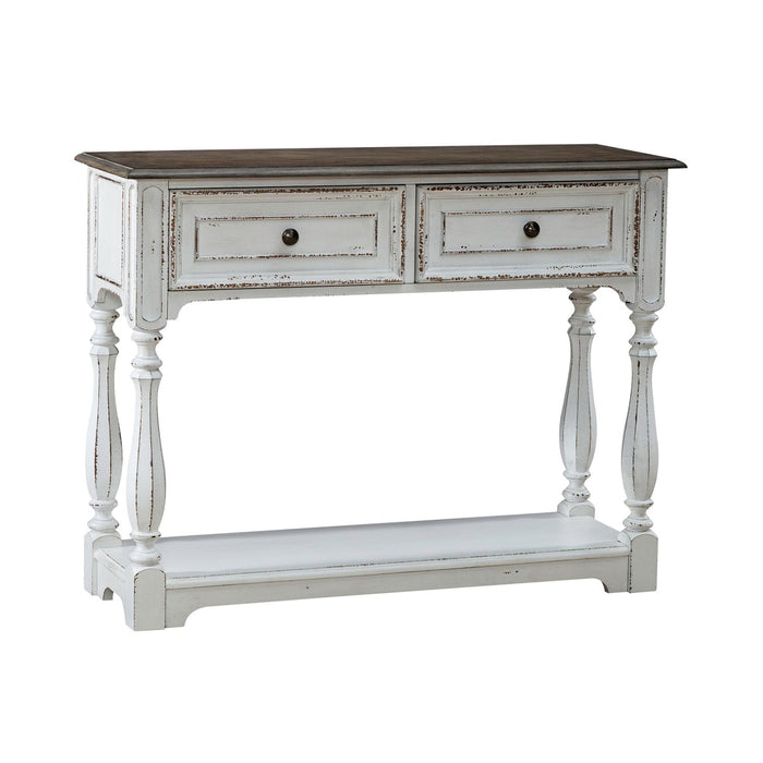 Magnolia Manor Hall Console in Antique White & Weathered Bark EST SHIP TIME APPX 4 WEEKS - Gibson McDonald Furniture & Mattress 