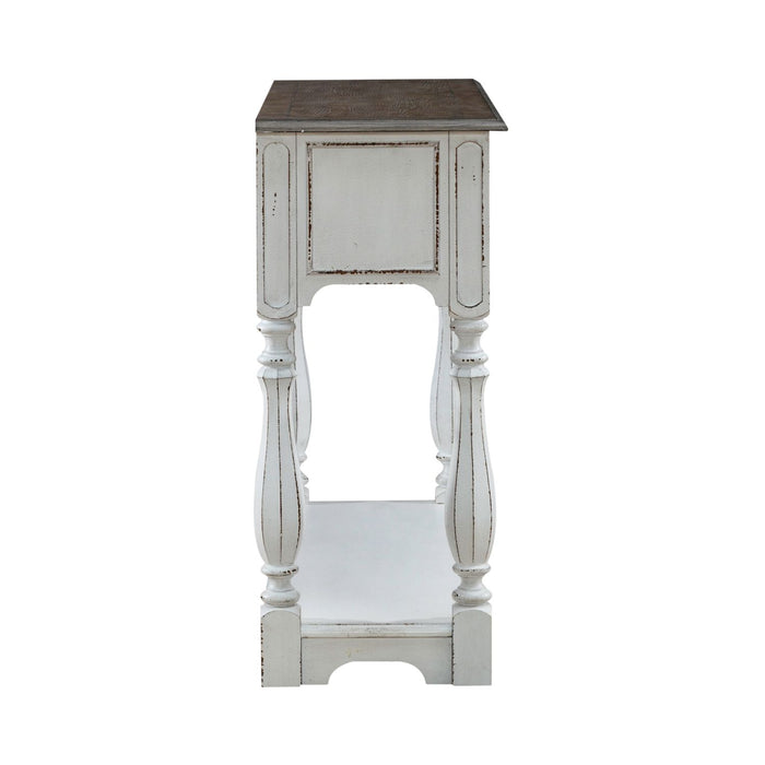 Magnolia Manor Hall Console in Antique White & Weathered Bark EST SHIP TIME APPX 4 WEEKS - Gibson McDonald Furniture & Mattress 