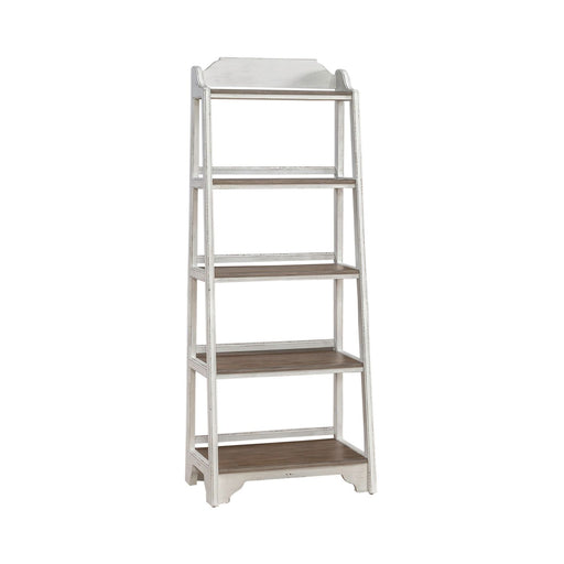 Magnolia Manor Leaning Pier Bookcase in Antique White & Weathered Bark image