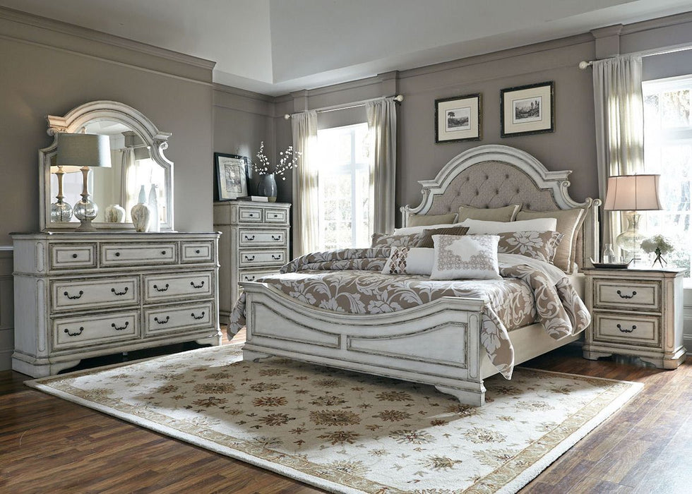 Liberty Magnolia Manor Cal King Upholstered Bed in Antique White