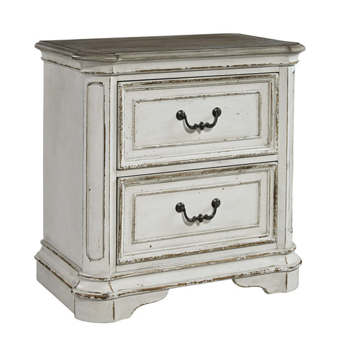 Magnolia Manor Two Drawer Nightstand in Antique White - Gibson McDonald Furniture & Mattress 
