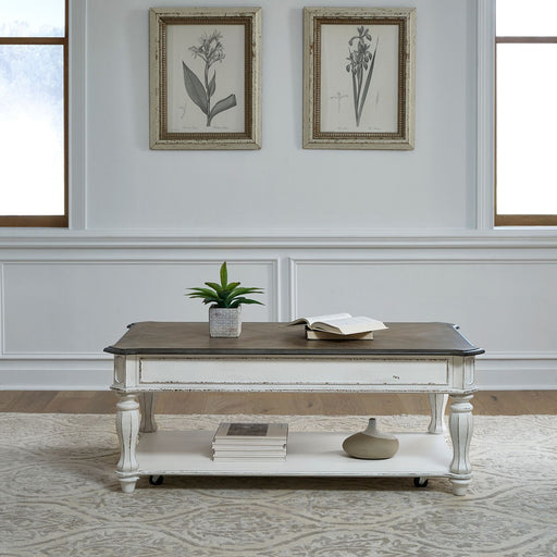 Magnolia Manor Lift Top Cocktail Table in Antique White - Gibson McDonald Furniture & Mattress 