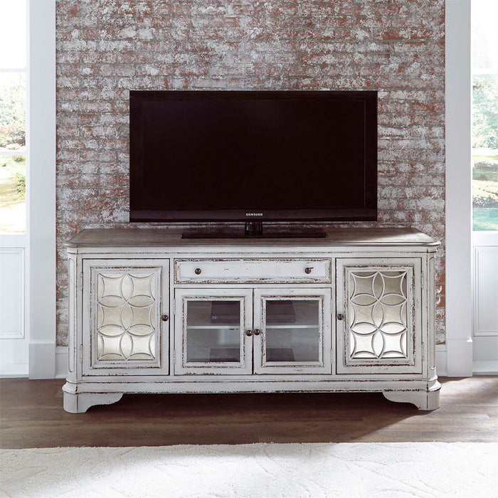 Liberty Magnolia Manor Entertainment TV Stand w/Hutch in Antique White