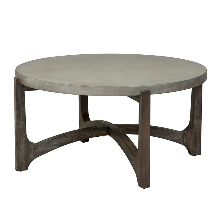Cascade Round Cocktail Table in Wire Brush Rustic Brown - Gibson McDonald Furniture & Mattress 