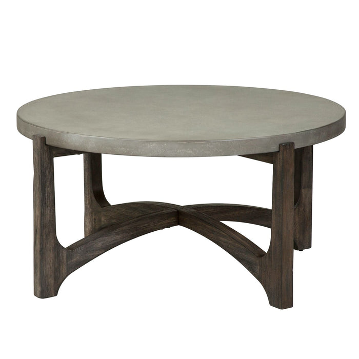 Cascade Round Cocktail Table in Wire Brush Rustic Brown - Gibson McDonald Furniture & Mattress 