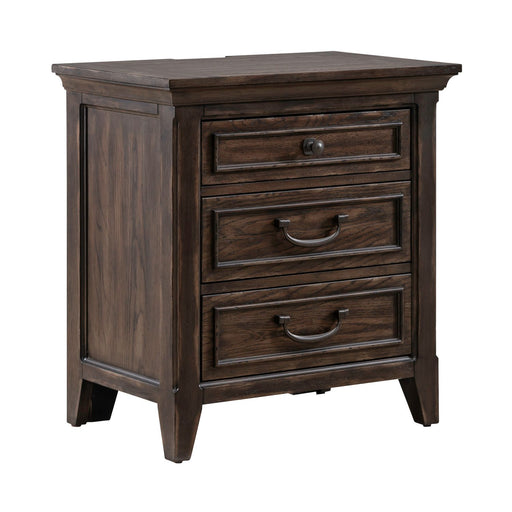 Paradise Valley Nightstand with Charging Station in Saddle Brown - Gibson McDonald Furniture & Mattress 