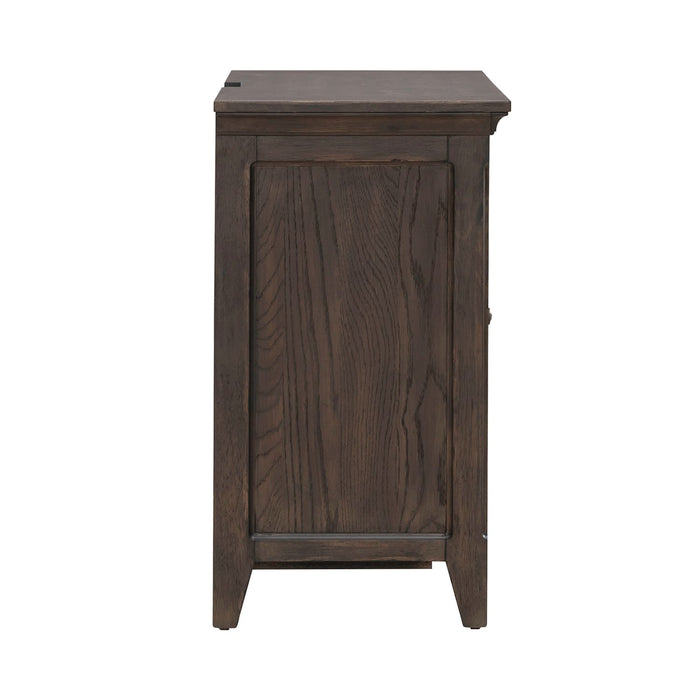 Paradise Valley 2 Door Bedside Chest with Charging Station in Saddle Brown - Gibson McDonald Furniture & Mattress 