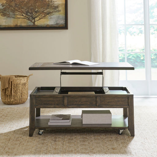 Paradise Valley Lift Top Cocktail Table in Saddle Brown - Gibson McDonald Furniture & Mattress 