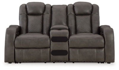 Fyne-Dyme Power Reclining Loveseat with Console - Gibson McDonald Furniture & Mattress 