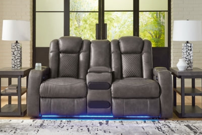 Fyne-Dyme Power Reclining Loveseat with Console - Gibson McDonald Furniture & Mattress 
