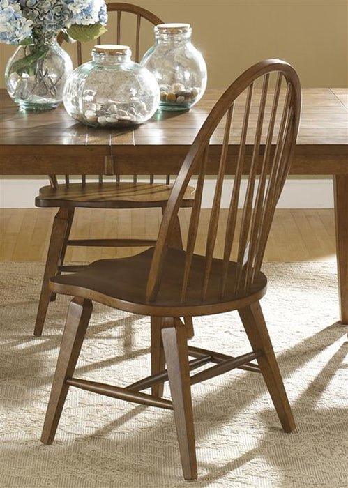 Liberty Furniture Hearthstone Windsor Back Side Chair in Rustic Oak (Set of 2)