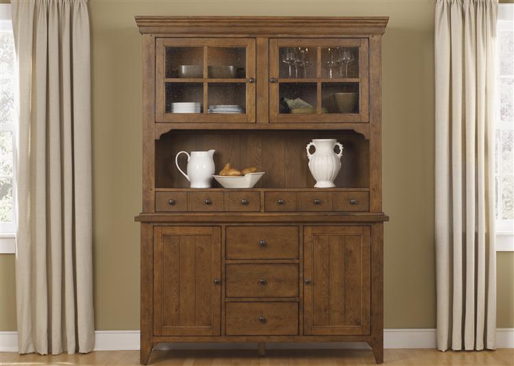 Liberty Furniture Hearthstone Buffet with Hutch in Rustic Oak