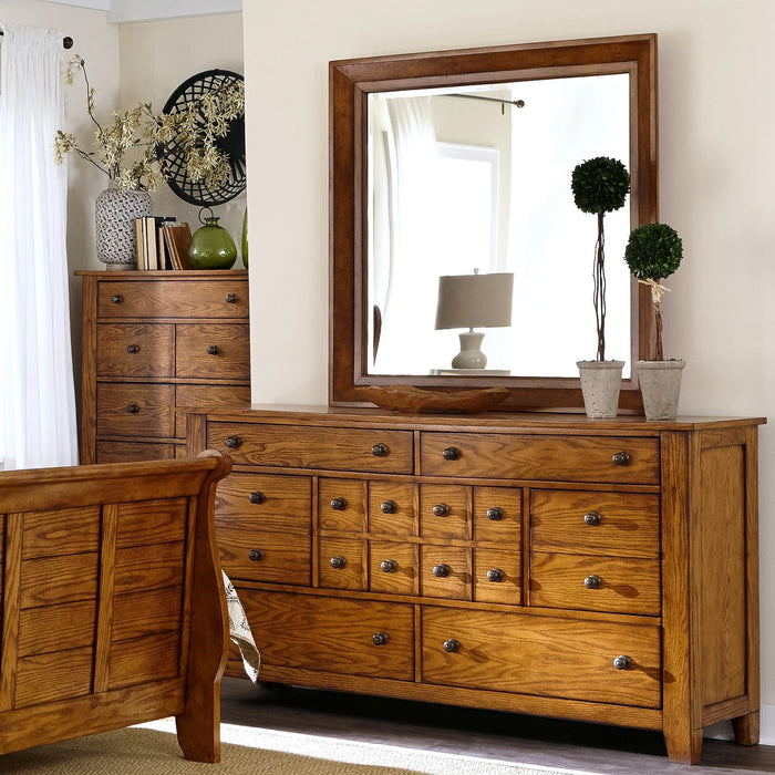 Grandpas Cabin Sleigh Bed, Dresser & Mirror, Chest image