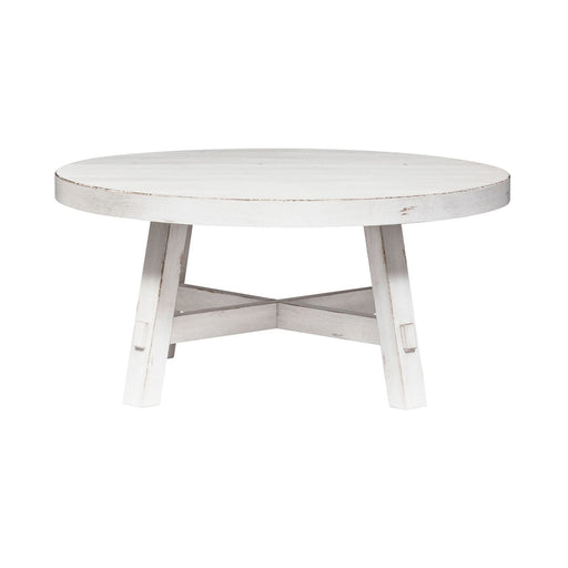 Modern Farmhouse Splay Leg Round Cocktail in Flea Market White - Gibson McDonald Furniture & Mattress 