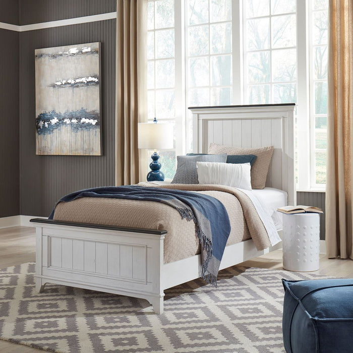 Liberty Furniture Allyson Park Twin Panel Bed in Wirebrushed White EST SHIP TIME APPX 4 WEEKS image