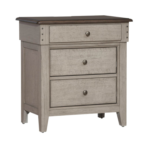 Ivy Hollow 3 Drawer Nightstand w/ Charging Station in Weathered Linen - Gibson McDonald Furniture & Mattress 