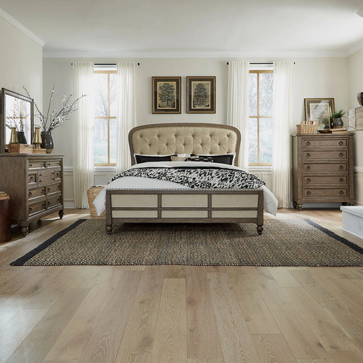 Americana Farmhouse King Shelter Bed, Dresser & Mirror, Chest image