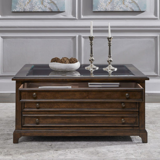 Arden Road Square Collector Cocktail Table in Satin Cherry - Gibson McDonald Furniture & Mattress 