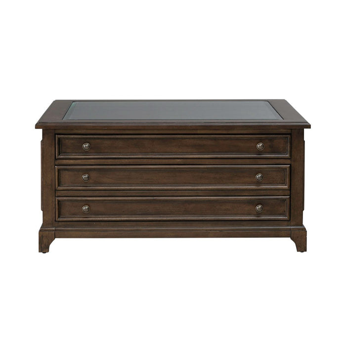 Arden Road Square Collector Cocktail Table in Satin Cherry - Gibson McDonald Furniture & Mattress 