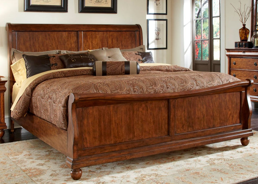 Liberty Furniture Rustic Traditions King Sleigh Bed in Rustic Cherry