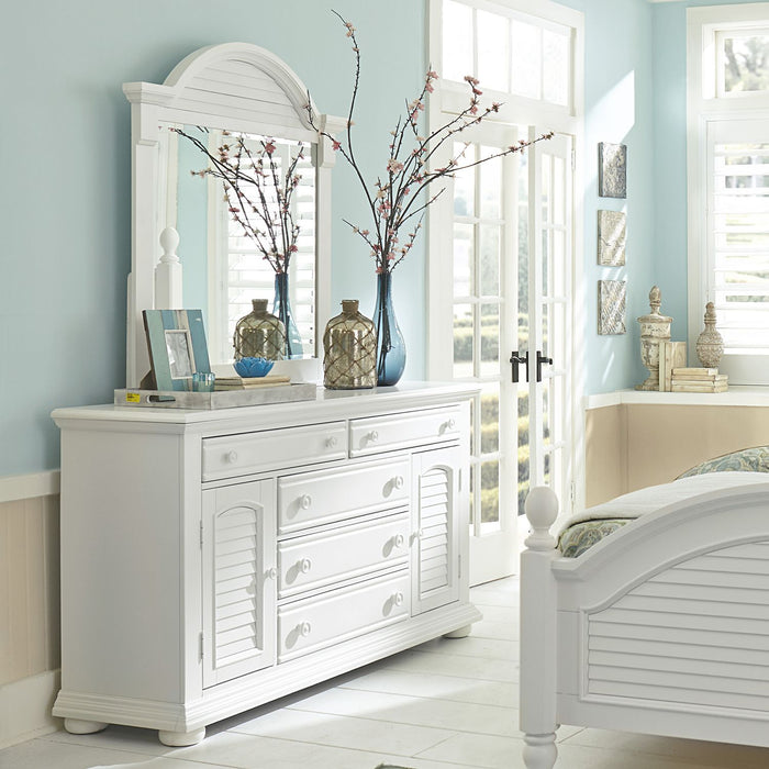 Summer House I King Panel Bed, Dresser & Mirror, Night Stand