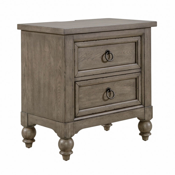 Americana Farmhouse 2 Drawer Nightstand in Dusty Taupe and Black - Gibson McDonald Furniture & Mattress 