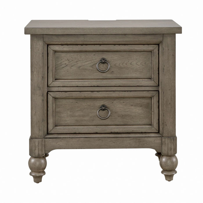 Americana Farmhouse 2 Drawer Nightstand in Dusty Taupe and Black - Gibson McDonald Furniture & Mattress 