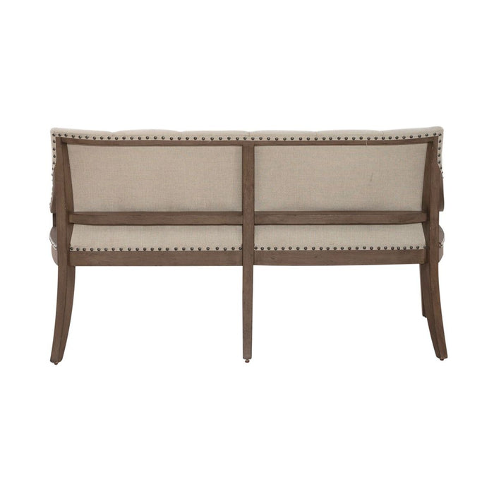 Liberty Furniture Americana Farmhouse Uph Shelter Dining Bench in Dusty Taupe & Black