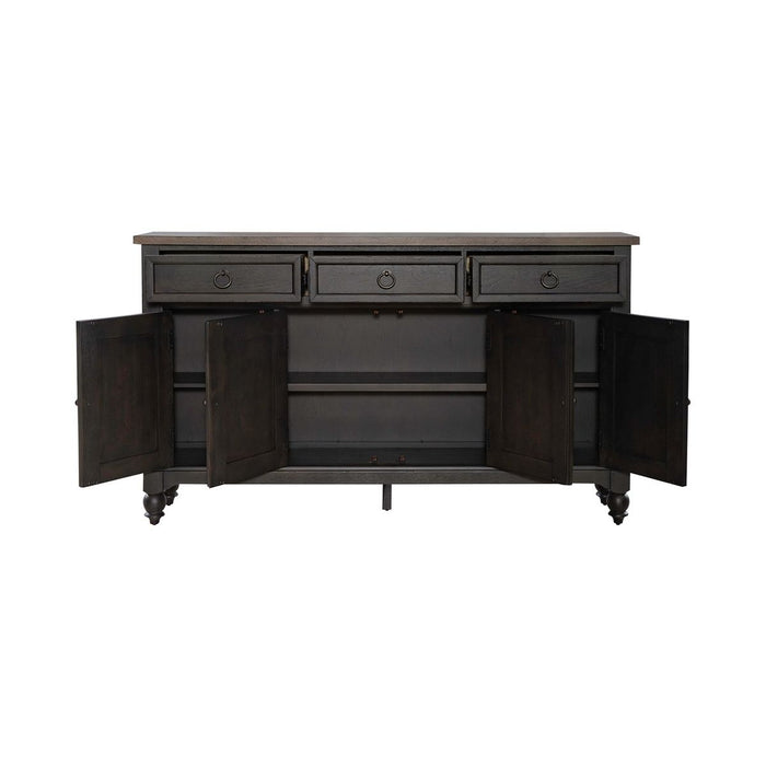 Liberty Furniture Americana Farmhouse Hall Buffet in Dusty Taupe & Black