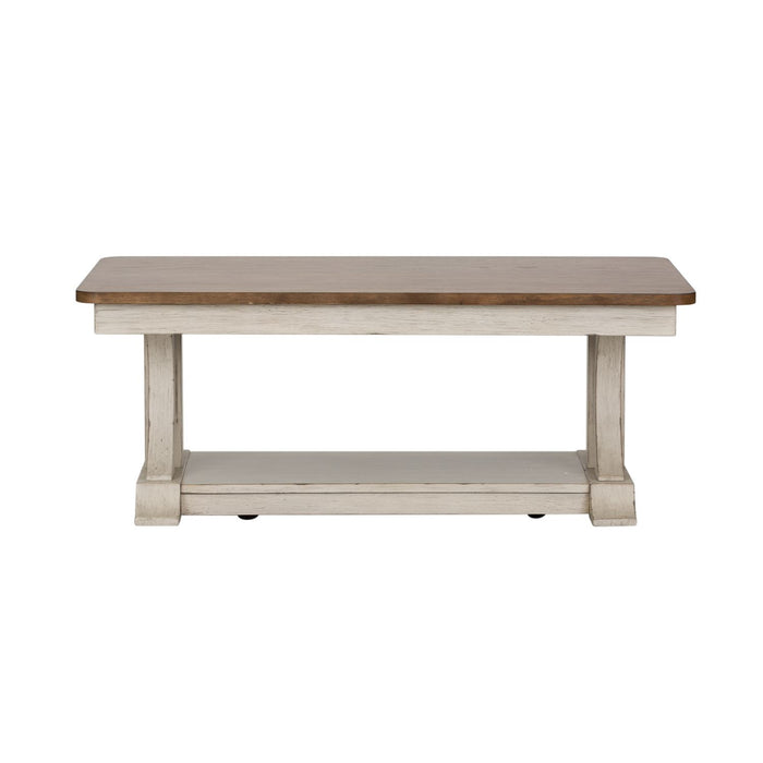 Farmhouse Reimagined Rectangular Cocktail Table in Antique White - Gibson McDonald Furniture & Mattress 