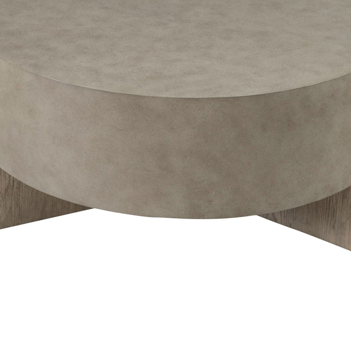 Affinity Round Cocktail Table in Dusty Taupe with Concrete Top - Gibson McDonald Furniture & Mattress 