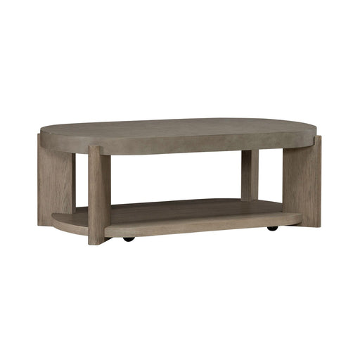 Affinity Oval Cocktail Table in Dusty Taupe with Concrete Top - Gibson McDonald Furniture & Mattress 