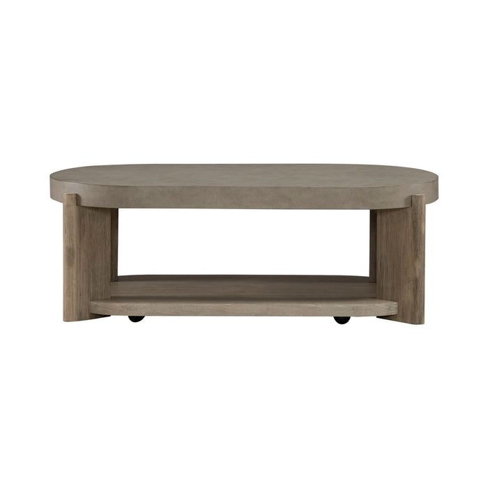Affinity Oval Cocktail Table in Dusty Taupe with Concrete Top - Gibson McDonald Furniture & Mattress 