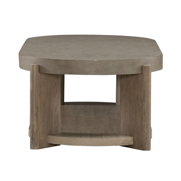 Affinity Oval Cocktail Table in Dusty Taupe with Concrete Top - Gibson McDonald Furniture & Mattress 