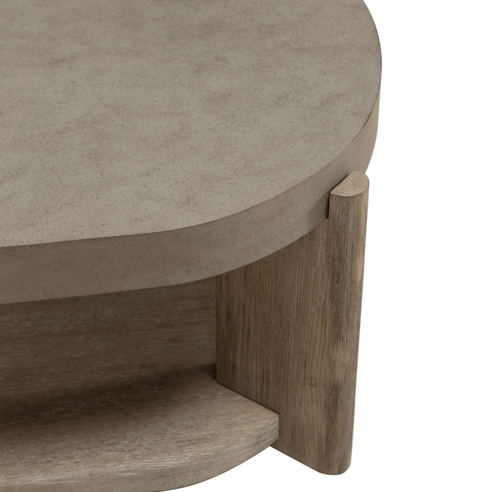 Affinity Oval Cocktail Table in Dusty Taupe with Concrete Top - Gibson McDonald Furniture & Mattress 