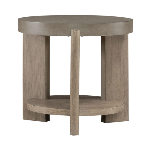 Affinity Round End Table in Dusty Taupe with Concrete Top - Gibson McDonald Furniture & Mattress 
