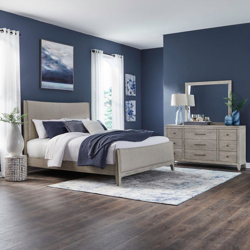 New Haven King California Uph Bed, Dresser & Mirror image